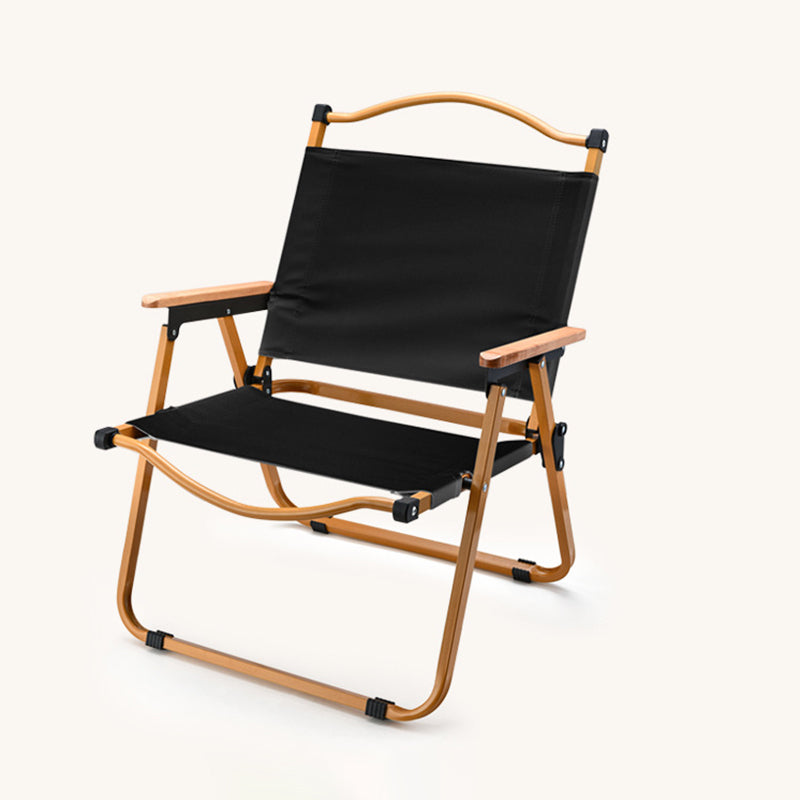 Moderner Minimalistischer Quadratischer Stoff Kohlenstoffstahl Buchenholz Rückenlehne Armlehne Klappstuhl Für Draußen | Brehn