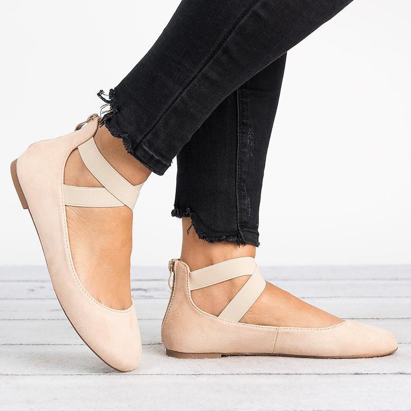 Damen Pu Nubuck Flach Casual Ballerina Schuhe