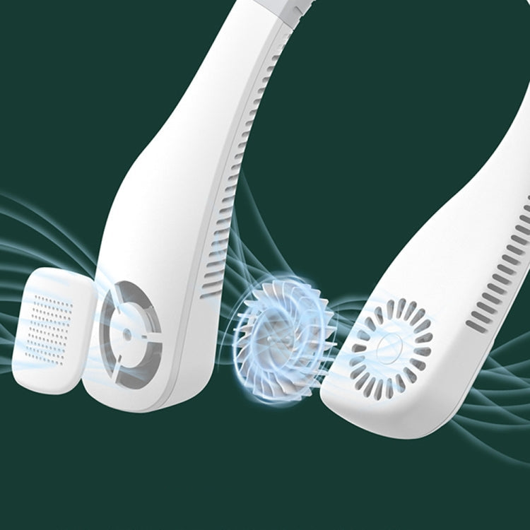 Handfreier Mini-USB-Nackenventilator - Wiederaufladbarer tragbarer Kopfhörendesign tragbarer Nackenbandventilator, 3-Stufen-Luftstrom, 360-Grad-freie Drehung Perfekt für Sport, Büro und Outdoor (Weiß) | Brehn