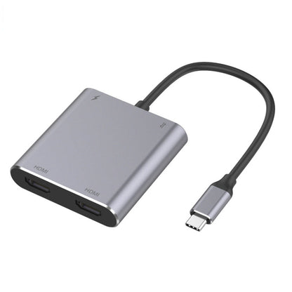 4-in-1-USB-Adapter: USB Typ-C auf zwei HDMI-, USB- und USB Typ-C-Hubs