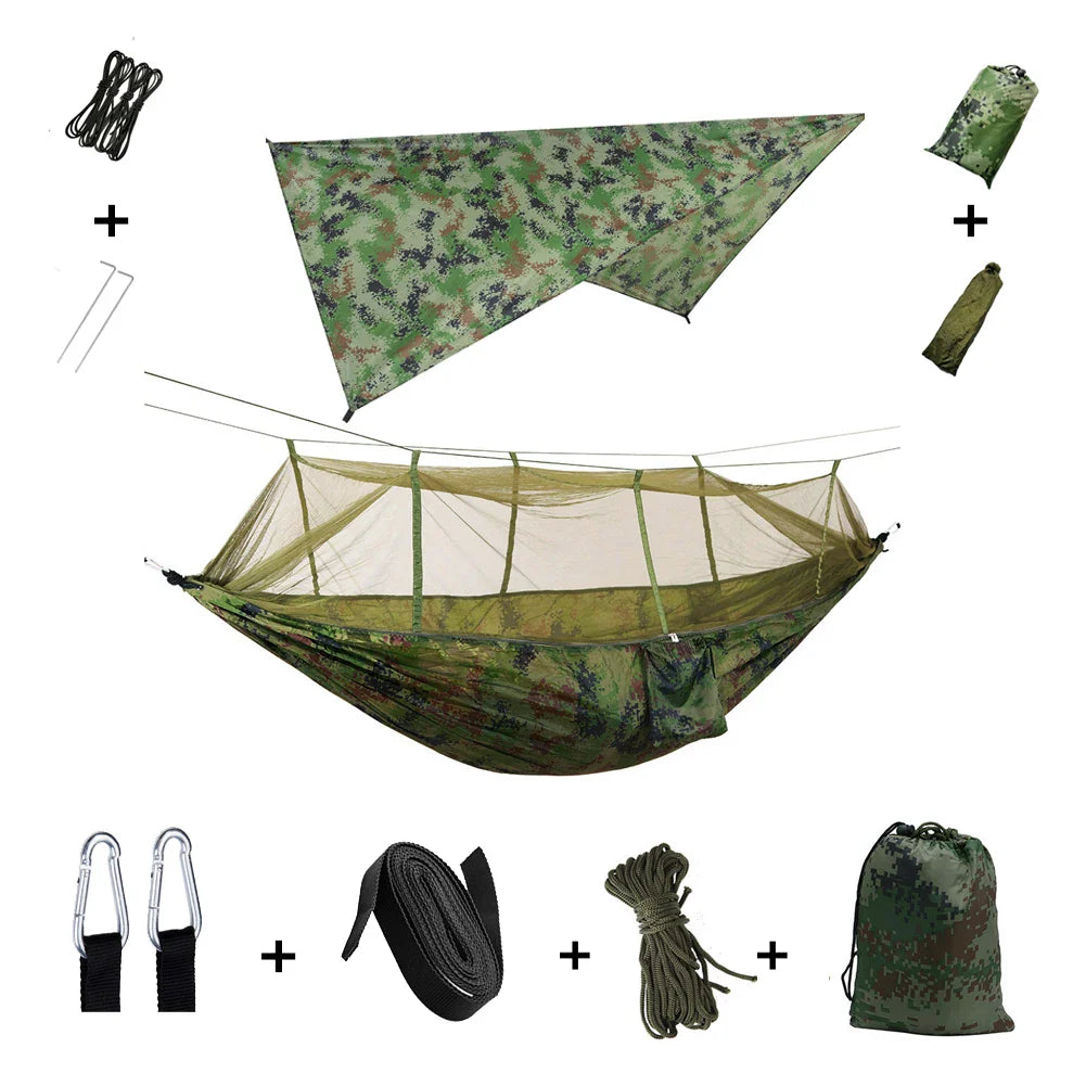 Brehn | Trekviva Camping-Hängematte | Integriertes Moskitonetz & Regendach | Ultraleicht & Reißfest | 3-in-1 Outdoor Lösung