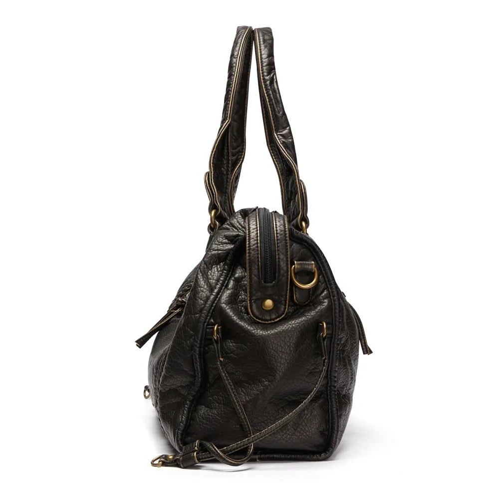 Luxus schwarze Lederhandtasche