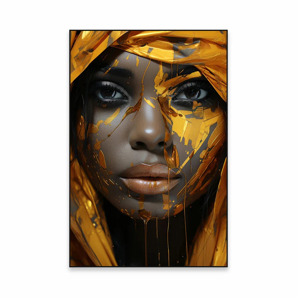 Golden Girl Fashion Wandkunst Fine Art Leinwanddrucke Moderne Abstrakte Porträtbilder Für Wohnzimmer Schlafzimmer Boutique Salon Kunstdekoration | Brehn