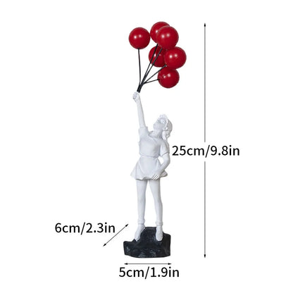 Artify Banksy Skulpturenkollektion | Blumenwerfer & Ballonmädchen | Pop-Art-Figuren | Moderne Büro- & Wohndekoration