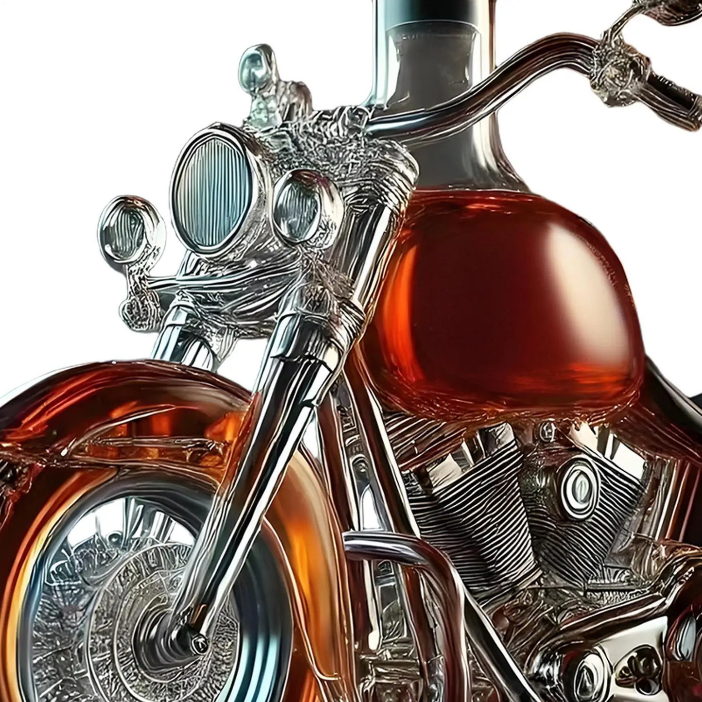 Whiskykaraffe in Form eines Harley-Davidson-Motorrads für die Hausbar