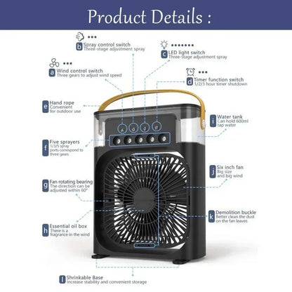 3 In 1 Ventilator Klimaanlage Haushaltskleiner Luftkühler LED Nachtlicht Tragbarer Luftbefeuchter Luftregelungsventilator Büro Zuhause Ventilator Neu | Brehn