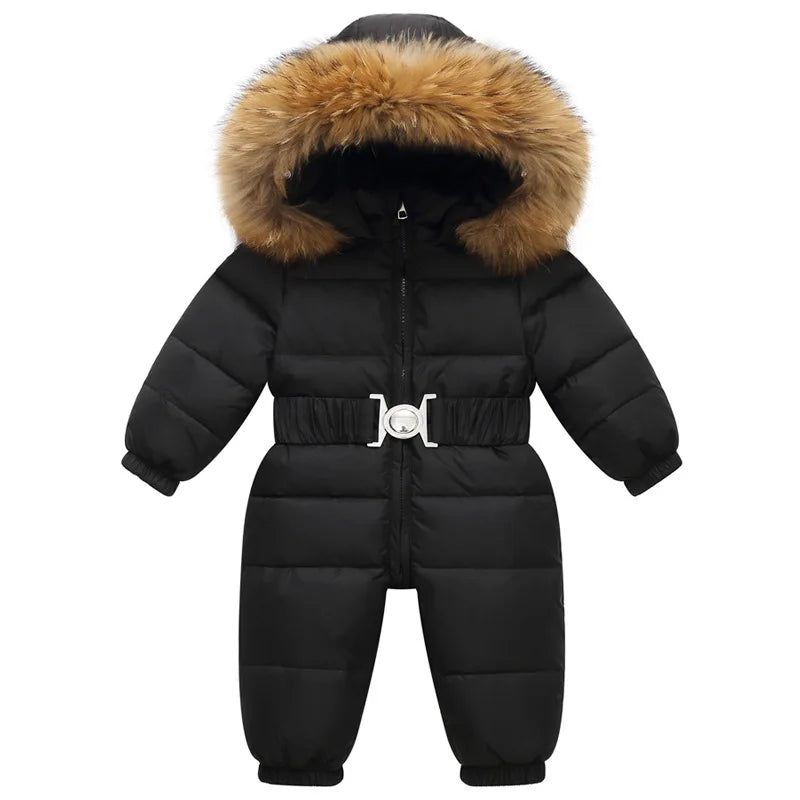 BowLift Winter Overall Niko | Waterproof snowsuit with faux fur hood and belt for children