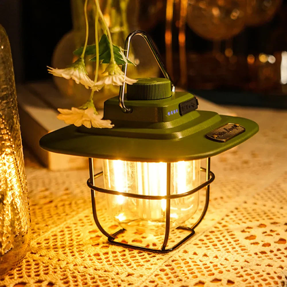 Brehn | Retro wiederaufladbare LED Campinglaterne - NostalgiaGlow