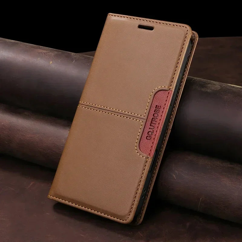 Brehn | RFID Leder iPhone 16/15 Magnetische Klapphülle Geldbörse Case