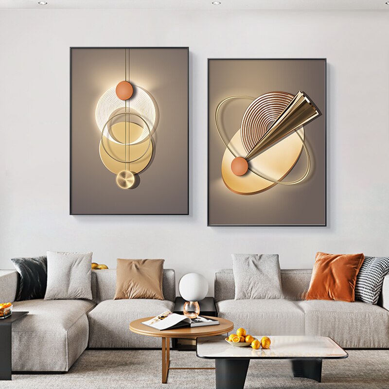 Neutrale schicke moderne Ästhetik Sonne Mond Wandkunst feine Kunst Leinwanddrucke moderne Bilder für luxuriöse Apartment Wohnzimmer Home Office Dekor