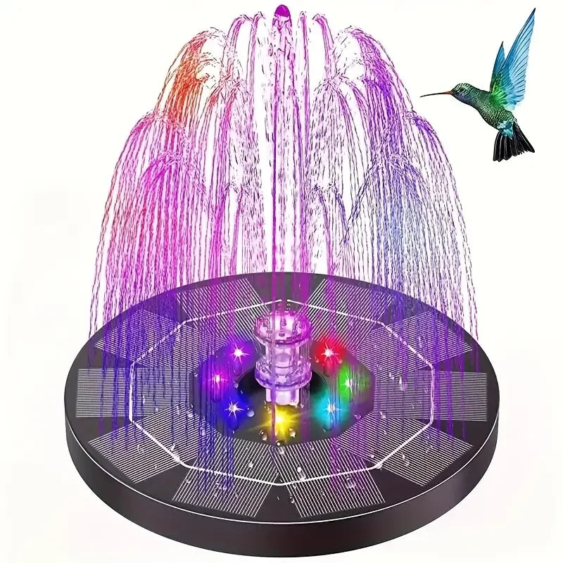 Brehn | Solarbrunnen LumiFonte 3.5W | Mit RGB-LED & 6 Düsen | 1500 mAh Akku & Filtersystem | Für Vogelbad, Teich & Garten
