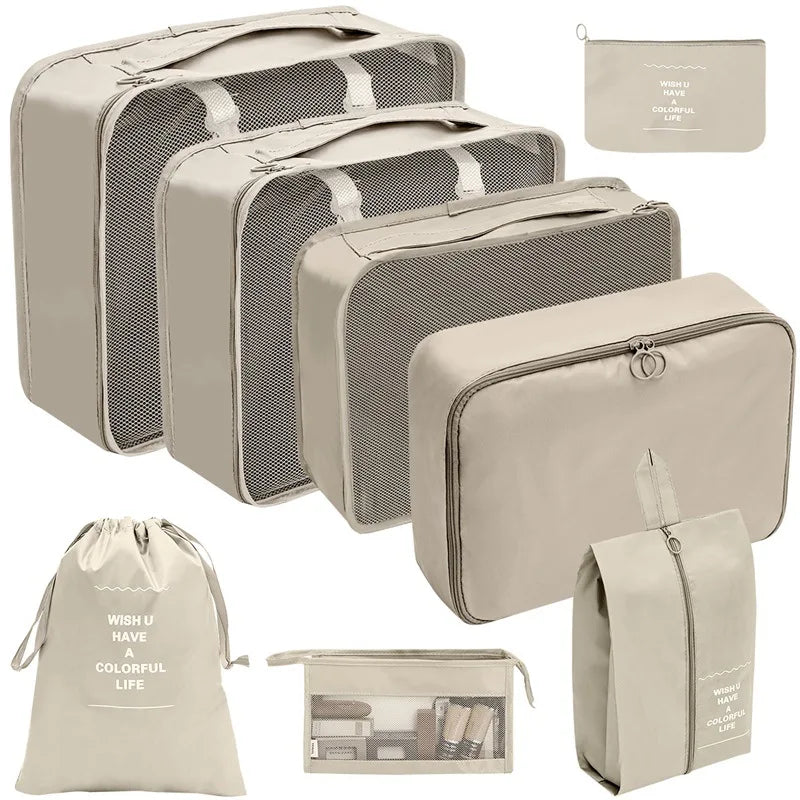 Brehn | PackWunder Reise-Organizer Set 7/8/9/10-teilig | Faltbare Koffer-Organizer | Für Kleidung, Schuhe & Accessoires