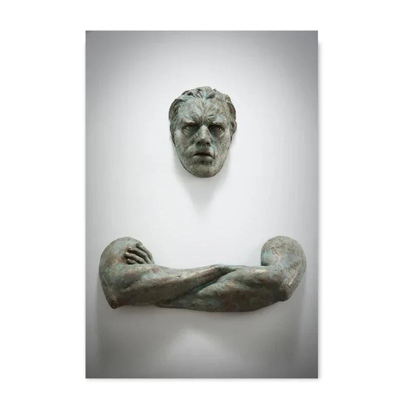 Moderne urbane abstrakte Eisenstatue Wandkunst Fine Art Leinwanddrucke 3D-Visualisierung Figurenkunst Bilder für minimalistische Wohnungswanddekoration | Brehn