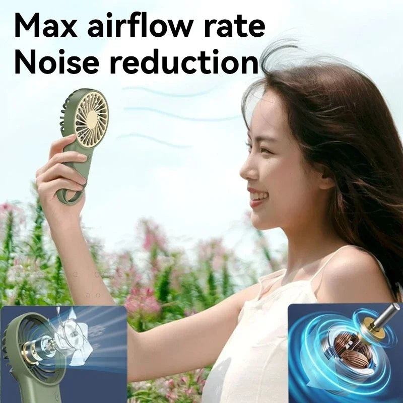 Neuer faltbarer USB wiederaufladbarer Mini-Ventilator | Handventilator für den Schreibtisch mit Cartoon-Design & Haken für Outdoor-, Heim- & Bürogebrauch | Brehn