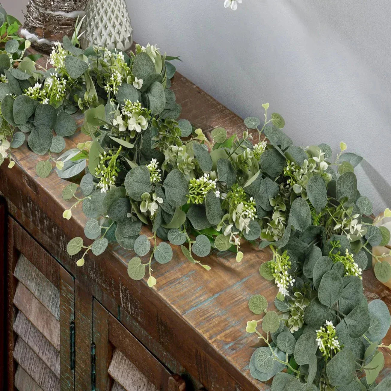 Girlande – EucaGreen – Künstlicher Eukalyptus – 2-teiliges Set