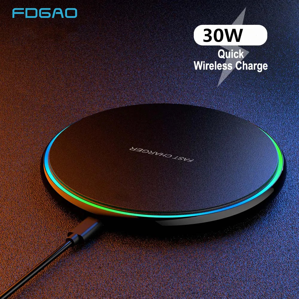 Brehn | 30W Schnelles kabelloses Ladepad | Premium USB C Ladekabel MagSafe Ladegerät für Apple iPhone, Samsung & Android - Fast Wireless Charging Pad