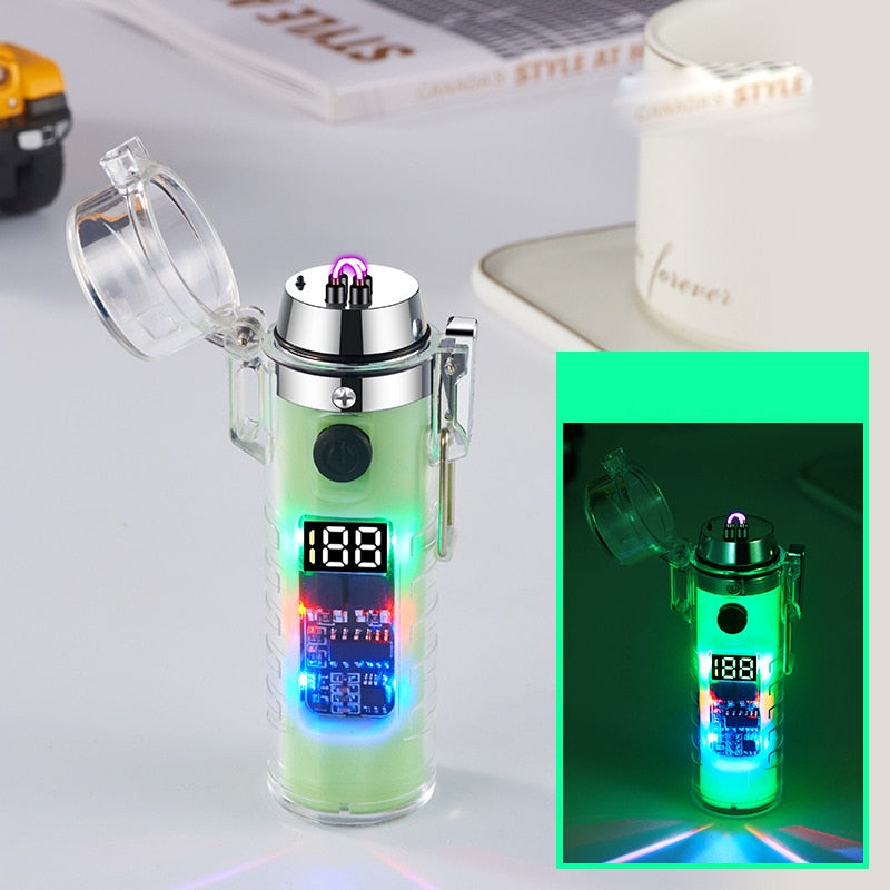 Brehn | Winddichter Doppelbogen Transparente Taschenlampe Feuerzeug