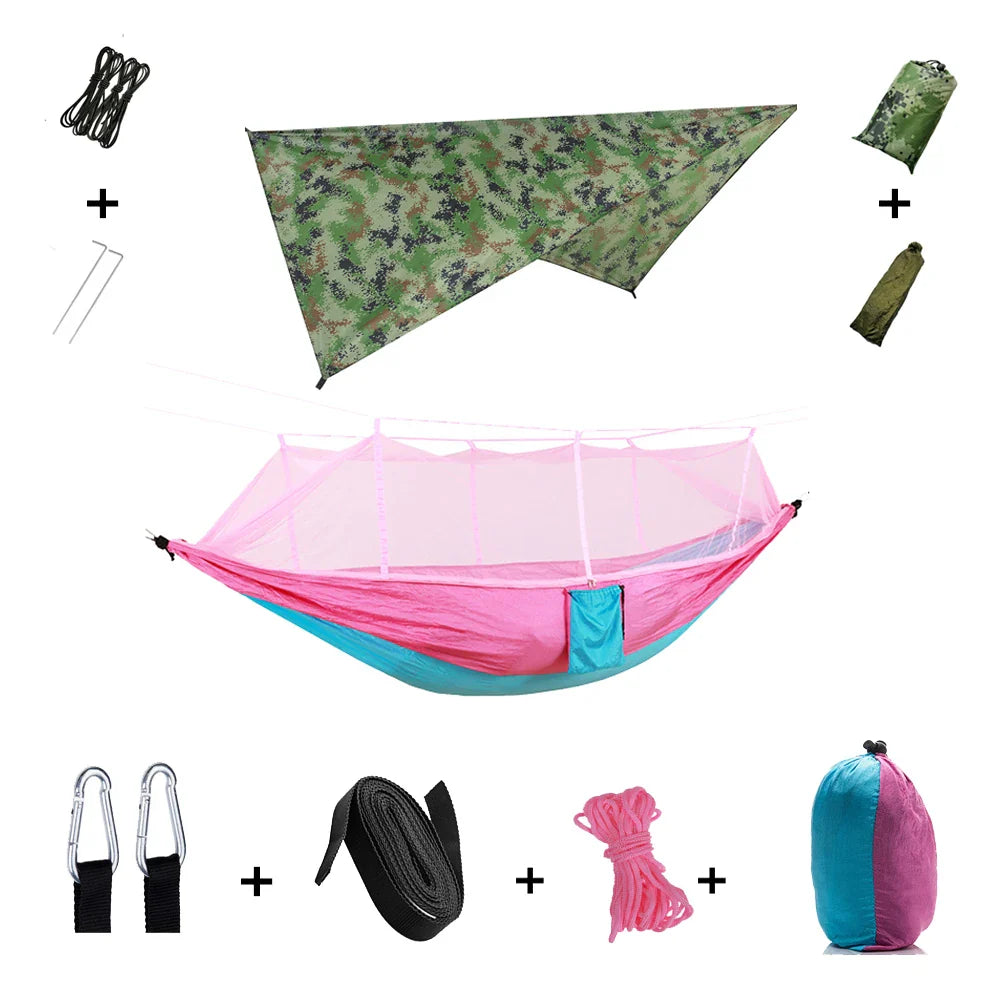 Brehn | Trekviva Camping-Hängematte | Integriertes Moskitonetz & Regendach | Ultraleicht & Reißfest | 3-in-1 Outdoor Lösung