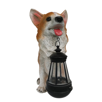 Solarbetriebene Außenharz Hundestatue Lampe | Brehn
