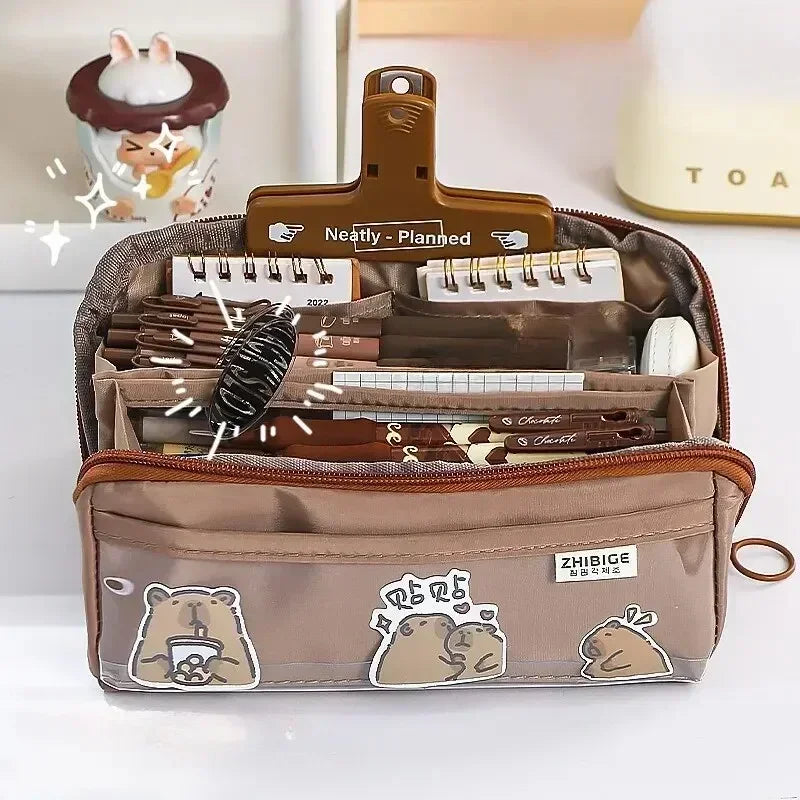 Brehn | Federmäppchen KIDZORA CrystalBag | Transparent & Vielseitig | 10-Taschen-Design | Hohe Kapazität für Schule & Freizeit