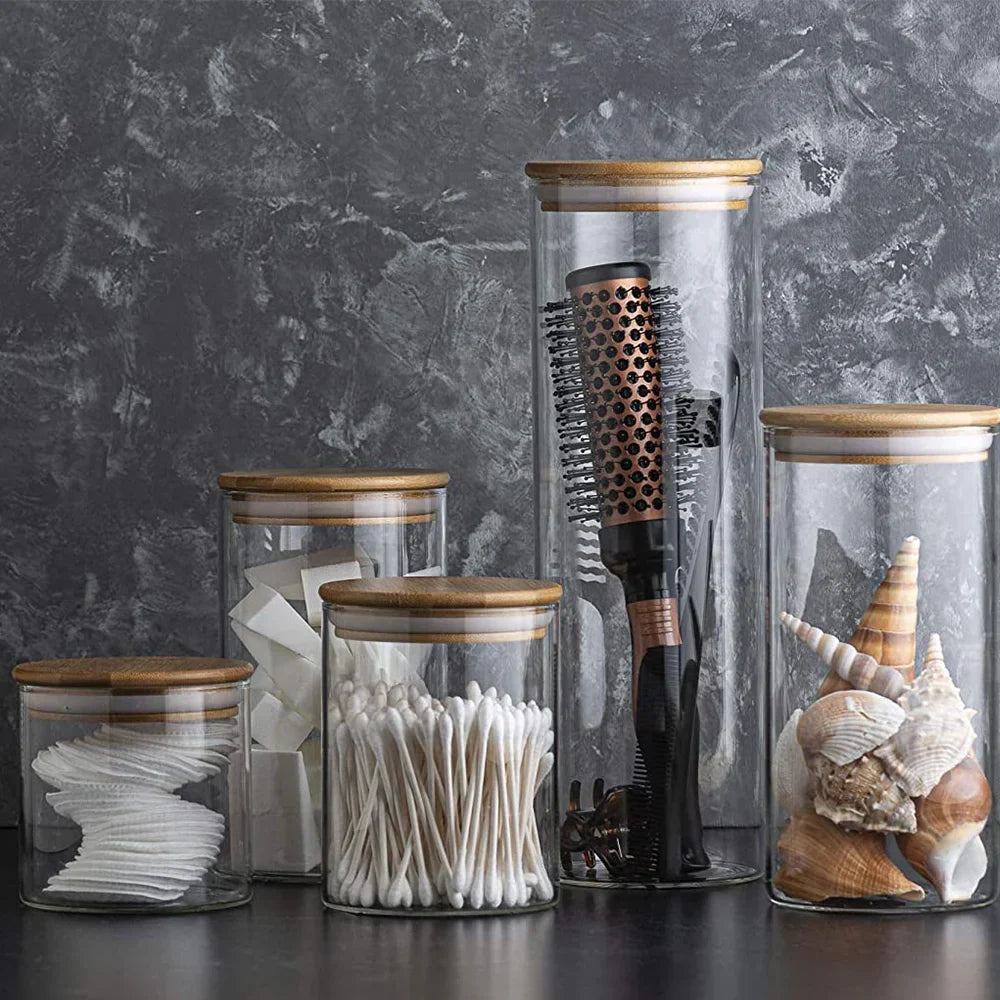 PureVorrat Glasbehälter Set – Vorratsdosen mit Holzdeckel | Luftdicht & Stilvoll | Moderne Küchenaufbewahrung | Brehn