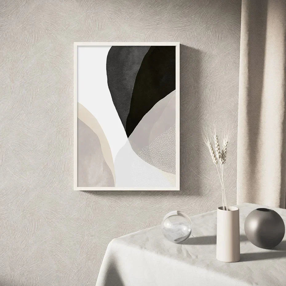 Schwarz Weiß Grau Minimalistische Abstrakte Wandkunst Fine Art Leinwanddrucke Neutrale Farben Bilder für Wohnzimmer Schlafzimmer Home Office Dekor | Brehn