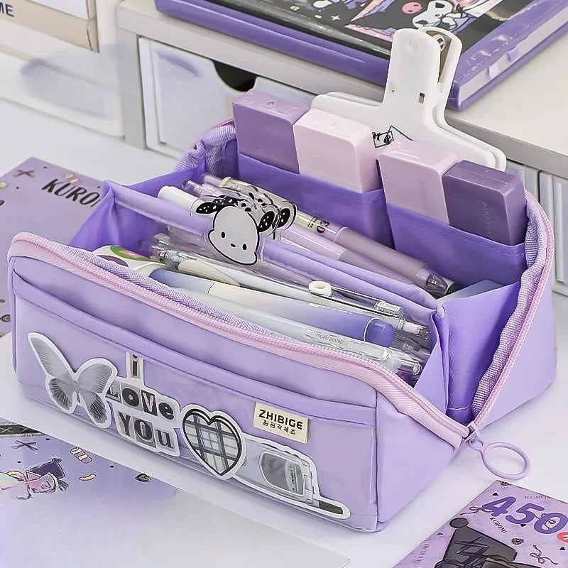 Brehn | Federmäppchen KIDZORA CrystalBag | Transparent & Vielseitig | 10-Taschen-Design | Hohe Kapazität für Schule & Freizeit