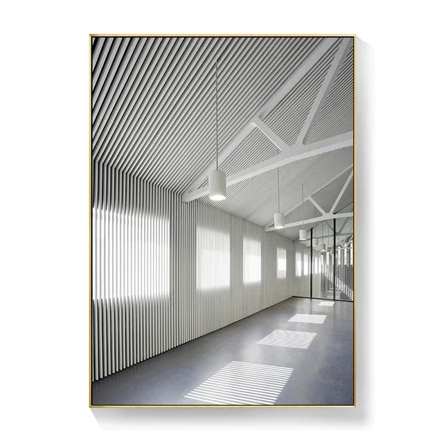 Schwarz Weiß Architektonische Innenräume Wandkunst Fine Art Leinwanddrucke Druckbilder für modernes Loft Wohnzimmer Büro Dekor | Brehn