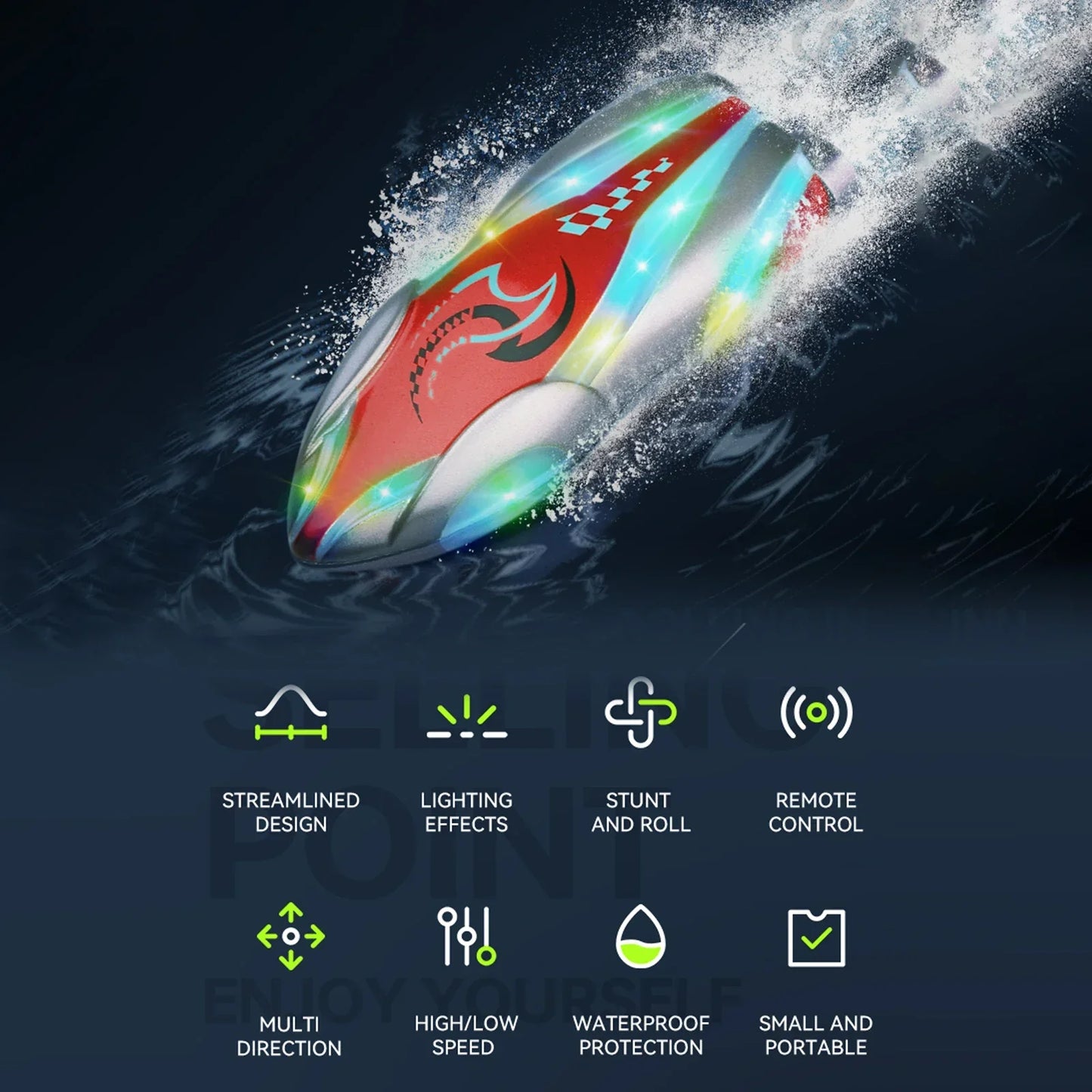 Brehn | Hochgeschwindigkeits-LED-Licht-Remote-Mini-Spielzeugboot