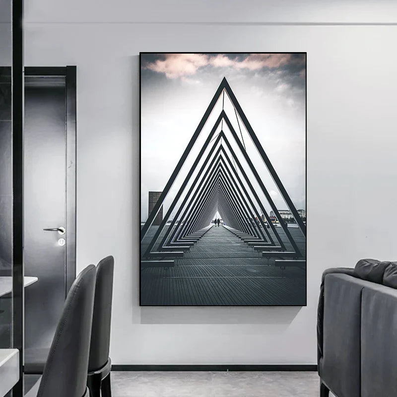 Minimalistische abstrakte architektonische Wandkunst feine Kunstleinwand Drucke Poster Bilder für moderne Apartment Wohnzimmer Büro Dekor | Brehn