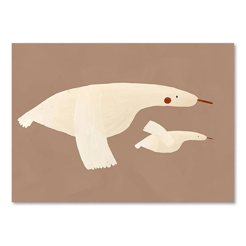 Niedliche Baby Tiere Kinderzimmer Wandkunst Illustrationen Fine Art Leinwanddrucke Gänse Maus Löwe Eisbär Poster Bilder für das Kinderzimmer Wanddekoration | Brehn