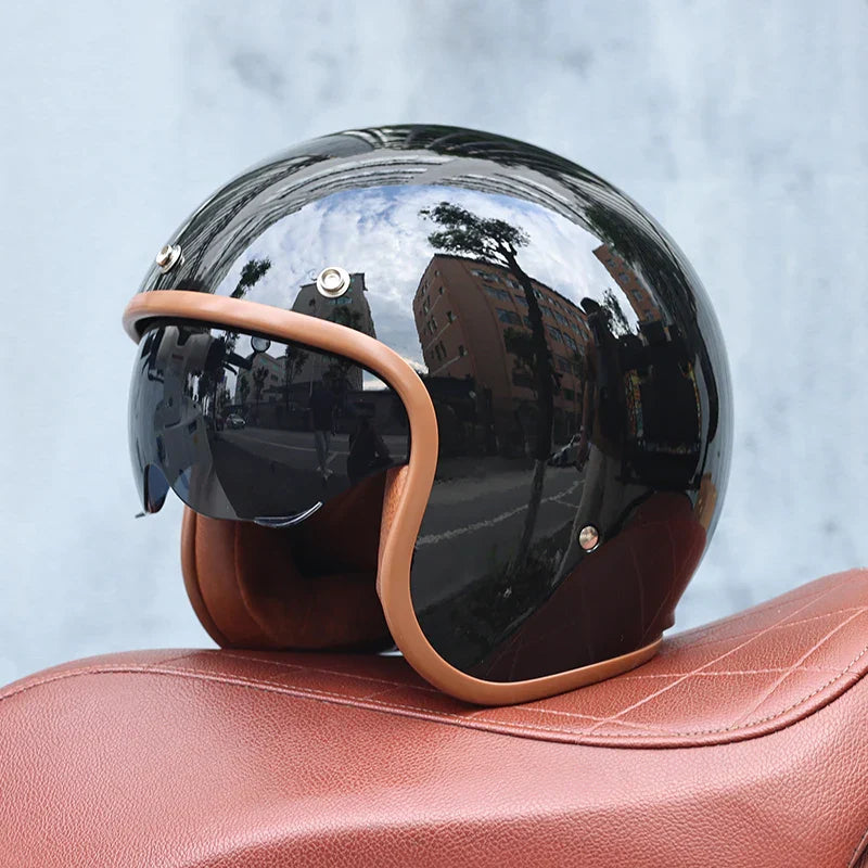 Retro-Motorradhelm 3/4-offenes Visier – Valor