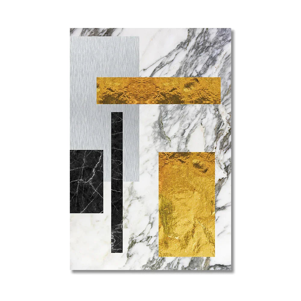Schwarze Goldene Blockmarmor Abstrakte Wandkunst Feine Kunst Leinwanddrucke Moderne Geometrische Bilder Für Wohnzimmer Büro Kunst Dekor