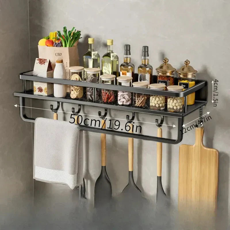 Wandmontierter Küchenregal – Platzsparendes und stilvolles Aluminiumregal für Küchenutensilien | Brehn