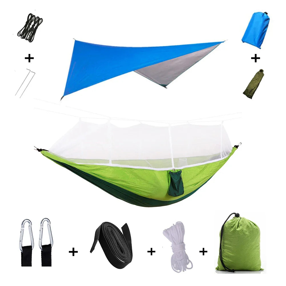 Brehn | Trekviva Camping-Hängematte | Integriertes Moskitonetz & Regendach | Ultraleicht & Reißfest | 3-in-1 Outdoor Lösung