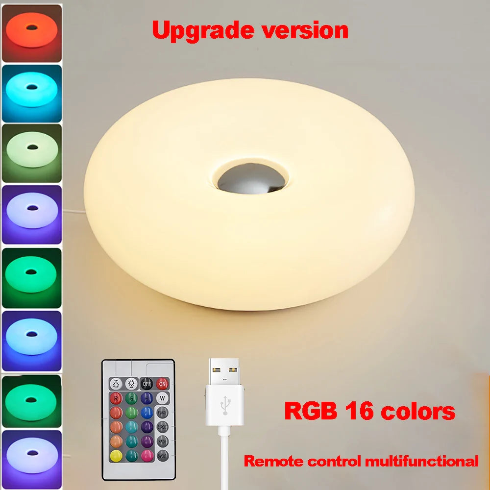 Brehn | Tischlampe Luminoro Bauhaus | USB & Touch | RGB 16 Farben mit Fernbedienung | Ambientelicht für Wohn- & Schlafzimmer