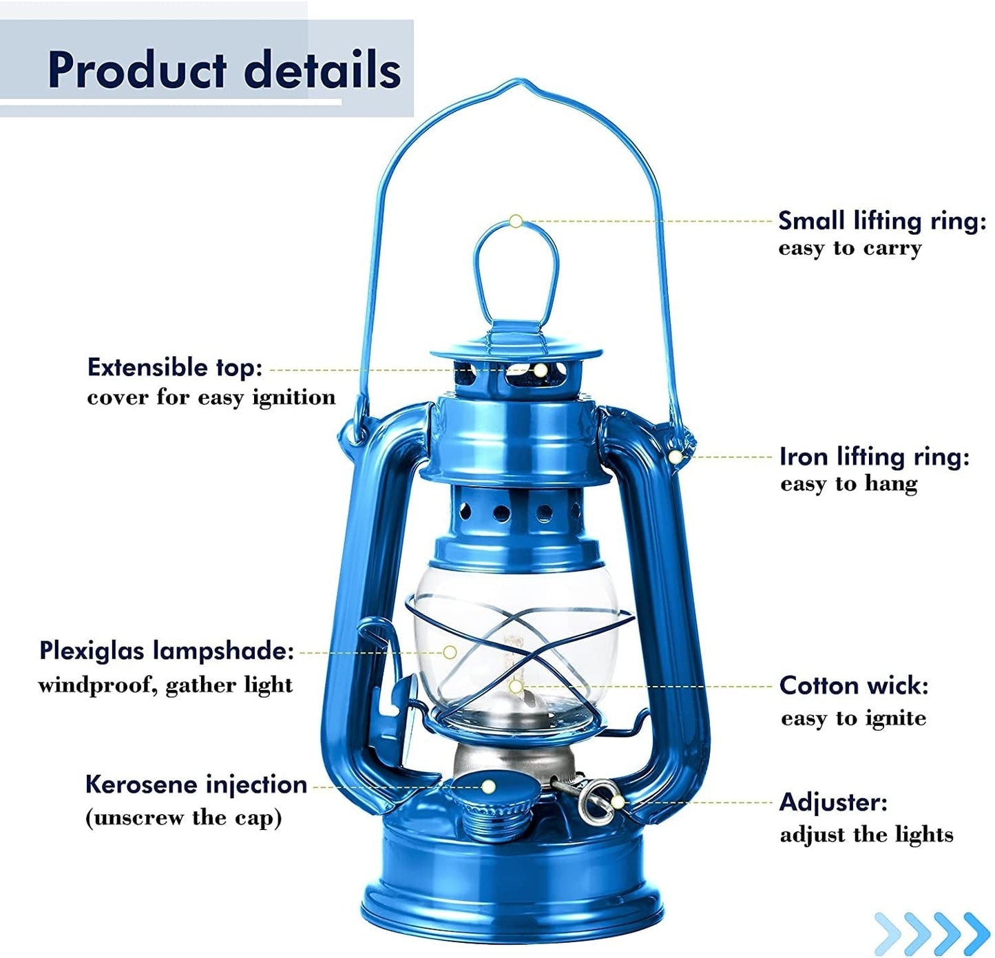 VIvolux | Nostalgische Camping Seiten Outdoor Petroleumlaterne Lampe