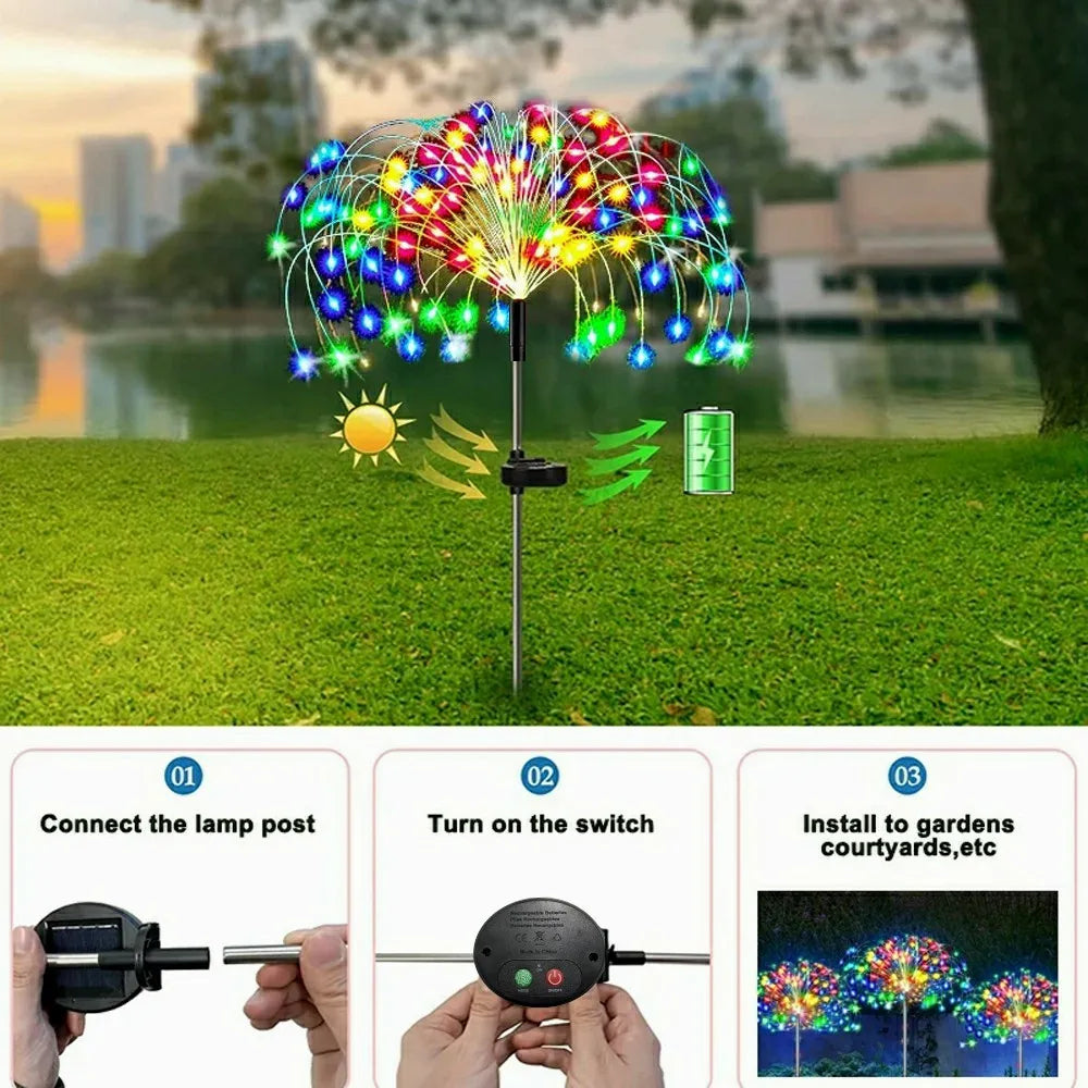 VIvolux | LED Solar Feuerwerk Fee Außenweg Beleuchtung