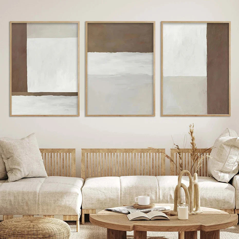 Abstrakt Braun Grau Beige Minimalistisch Geometrische Wandkunst Fein Kunst Leinwanddrucke Neutrale Farben Bilder Für Modernes Wohnzimmer Wohnkultur | Brehn