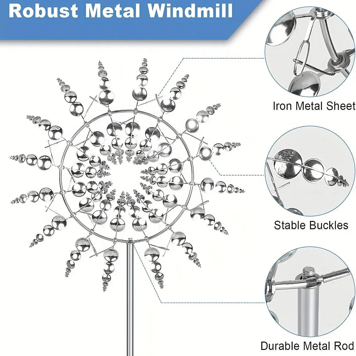 Brehn | Windmühle Spinner | Einzigartiges windbetriebenes Gartendekor aus Metall