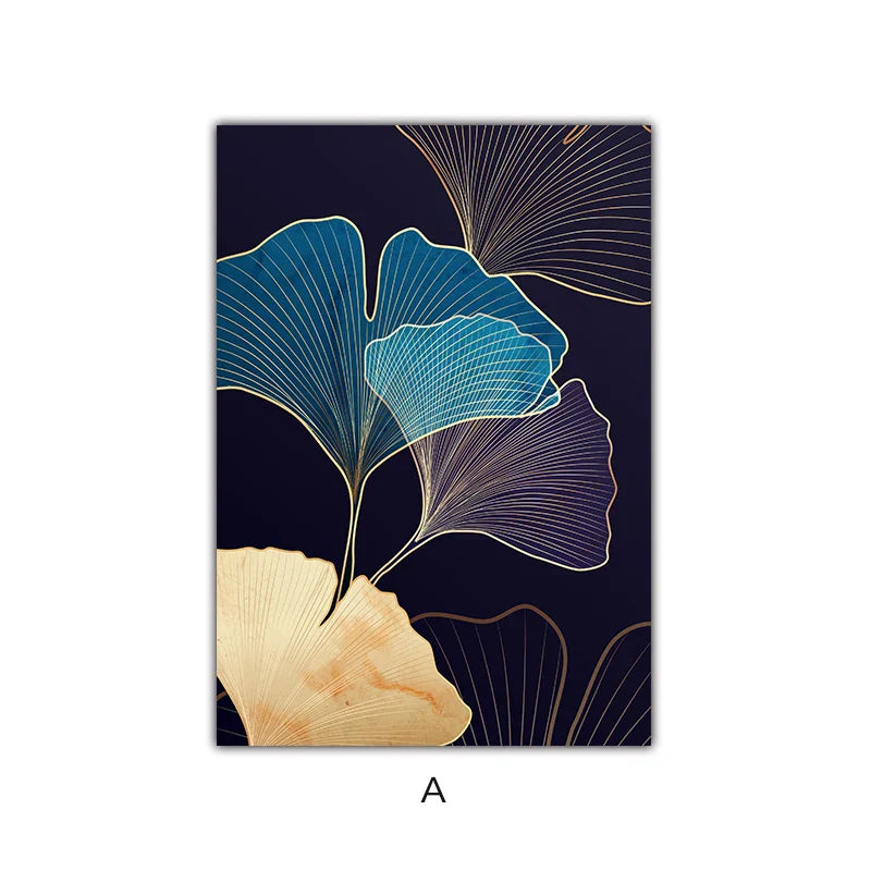 Abstrakte Botanische Tropische Blaue Aubergine Florale Wandkunst Feine Kunst Leinwanddrucke Bilder Für Wohnzimmer Schlafzimmer Hotelzimmer Dekor | Brehn