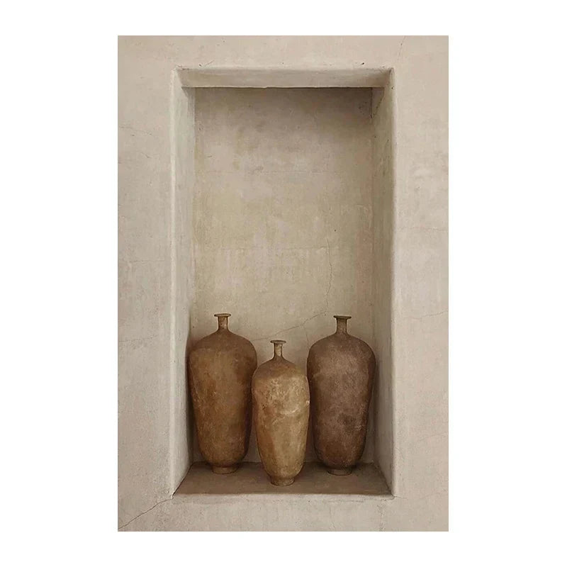 Neutrale Farben Terrakotta Stillleben Vase Wandkunst Fine Art Leinwanddrucke Poster Architekturfotos für modernes Wohnzimmer Schlafzimmer Wohnkultur | Brehn