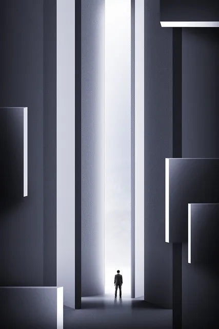 Moderne geometrische architektonische Landschaften Wandkunst Fine Art Leinwanddrucke Bilder für Studio, Home Office, Eingangsbereich Inspirierende Kunstdeko | Brehn