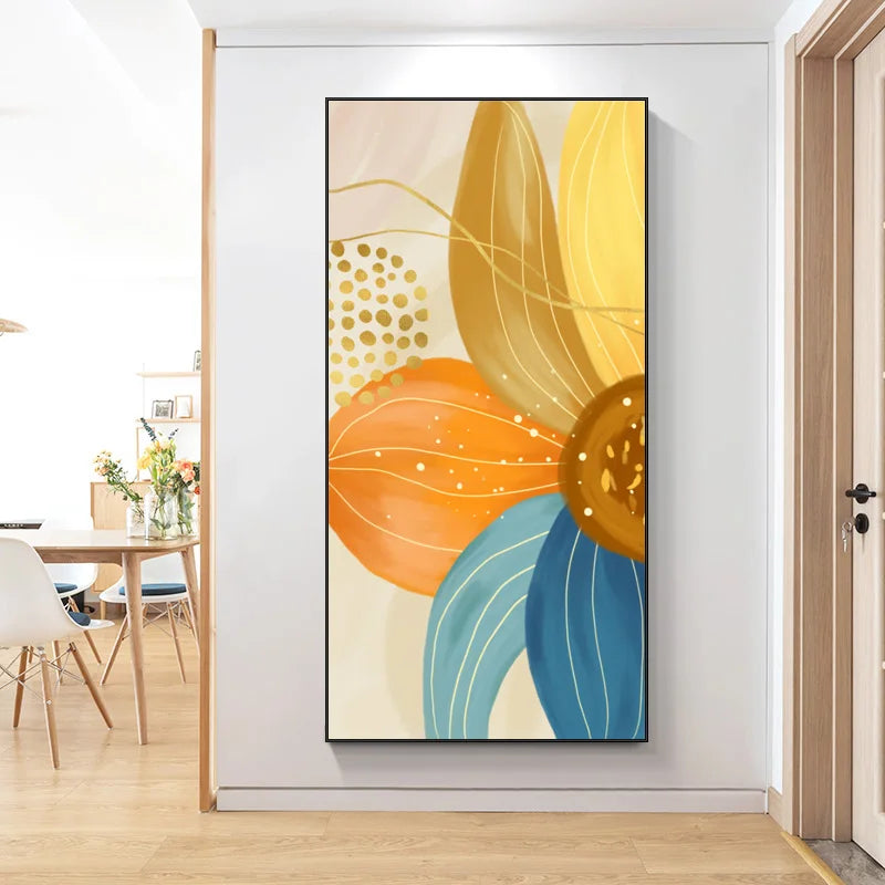 Große florale bunte abstrakte Wandkunst Fine Art Leinwanddrucke orange-gelbe Blütenposter Bilder für das Wohnzimmer Wohnkultur | Brehn