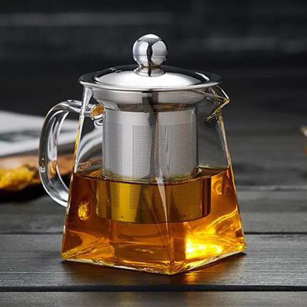 Brehn | Teavora Teekanne aus Glas mit Edelstahlsieb | Hitzebeständig & Spülmaschinenfest | Für losen Tee & Teeblumen | 550/750/950 ml