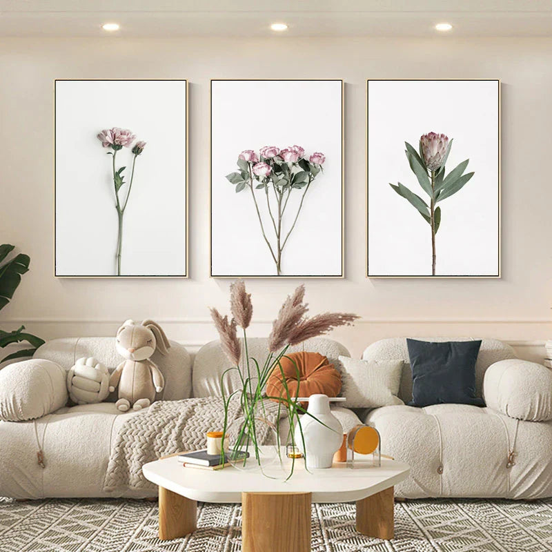 Minimalistische Pinke Florale Botanische Wandkunst Feine Kunstleinwanddrucke Posten Elegante Bilder Für Nordic Wohnzimmer Esszimmer Schlafzimmer Kunst Dekor | Brehn