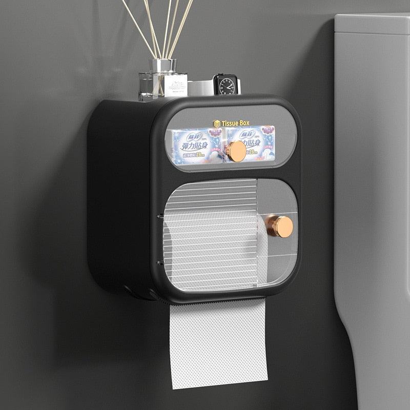 Brehn | MultiBox wandmontierte Toilettenpapier Handtuch Aufbewahrungsbox