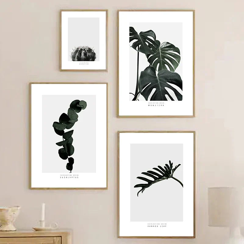 Minimalistische grüne Blätter moderne botanische Exemplare Wandkunst Fine Art Leinwanddrucke Galerie Wandbilder für Wohnzimmer Esszimmer Kunstdeko | Brehn