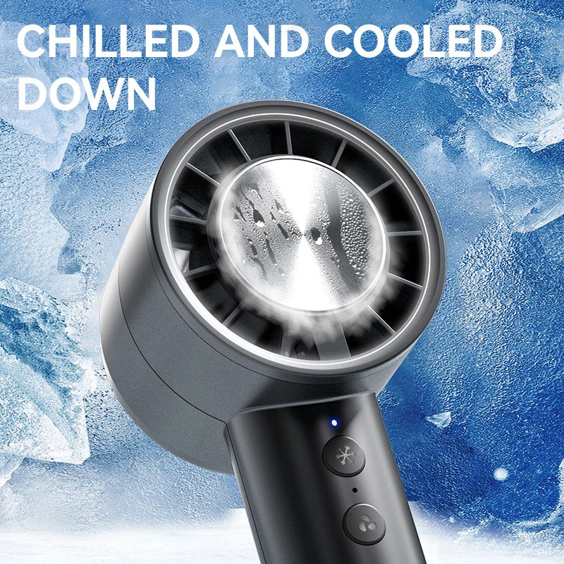 Stiller Hochgeschwindigkeits-USB-Handventilator – Tragbarer kleiner Ventilator mit LED-Display, hoher Windkraft und Kühlschrankfunktion | Brehn