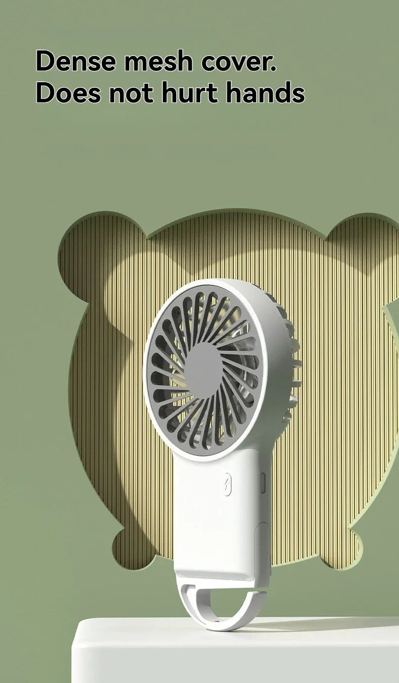 Neuer faltbarer USB wiederaufladbarer Mini-Ventilator | Handventilator für den Schreibtisch mit Cartoon-Design & Haken für Outdoor-, Heim- & Bürogebrauch | Brehn